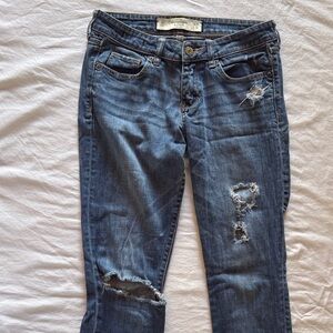 Abercrombie & Fitch Distressed Blue Skinny Jeans